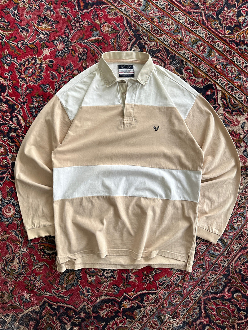 Vintage Avirex Stripe Long Sleeve Polo Shirt (L)