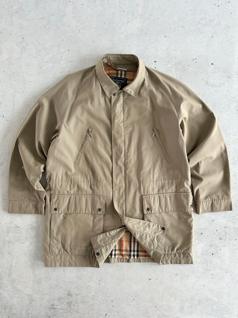 90's Burberry Nova Check Camden Car Coat (L)