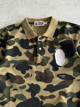 BAPE Embroidered large ape head Camo Polo Shirt (S)