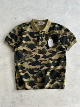 BAPE Embroidered large ape head Camo Polo Shirt (S)