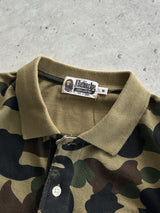 BAPE Embroidered large ape head Camo Polo Shirt (S)