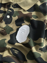 BAPE Embroidered large ape head Camo Polo Shirt (S)