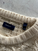 GANT Crewneck Chunky Wool cable Knit Jumper (M)