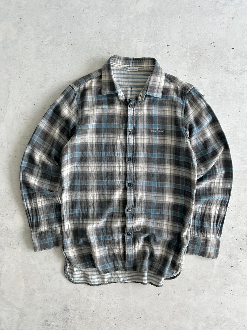 AW/10 Stone Island Compass Logo Plaid Flannel Shirt (M)