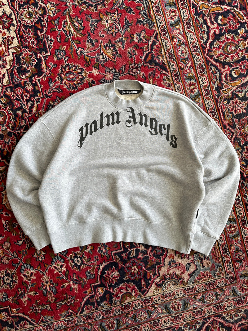 Palm Angels Heavyweight Curved Logo Sweatshirt (S)