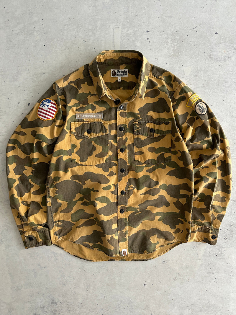 BAPE Camo Patch Button Up Overshirt (S)