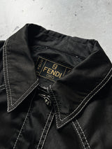 Vintage Fendi Roma Contrast Stitch Zip Up Coat (Women's M)