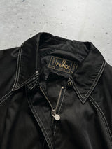 Vintage Fendi Roma Contrast Stitch Zip Up Coat (Women's M)