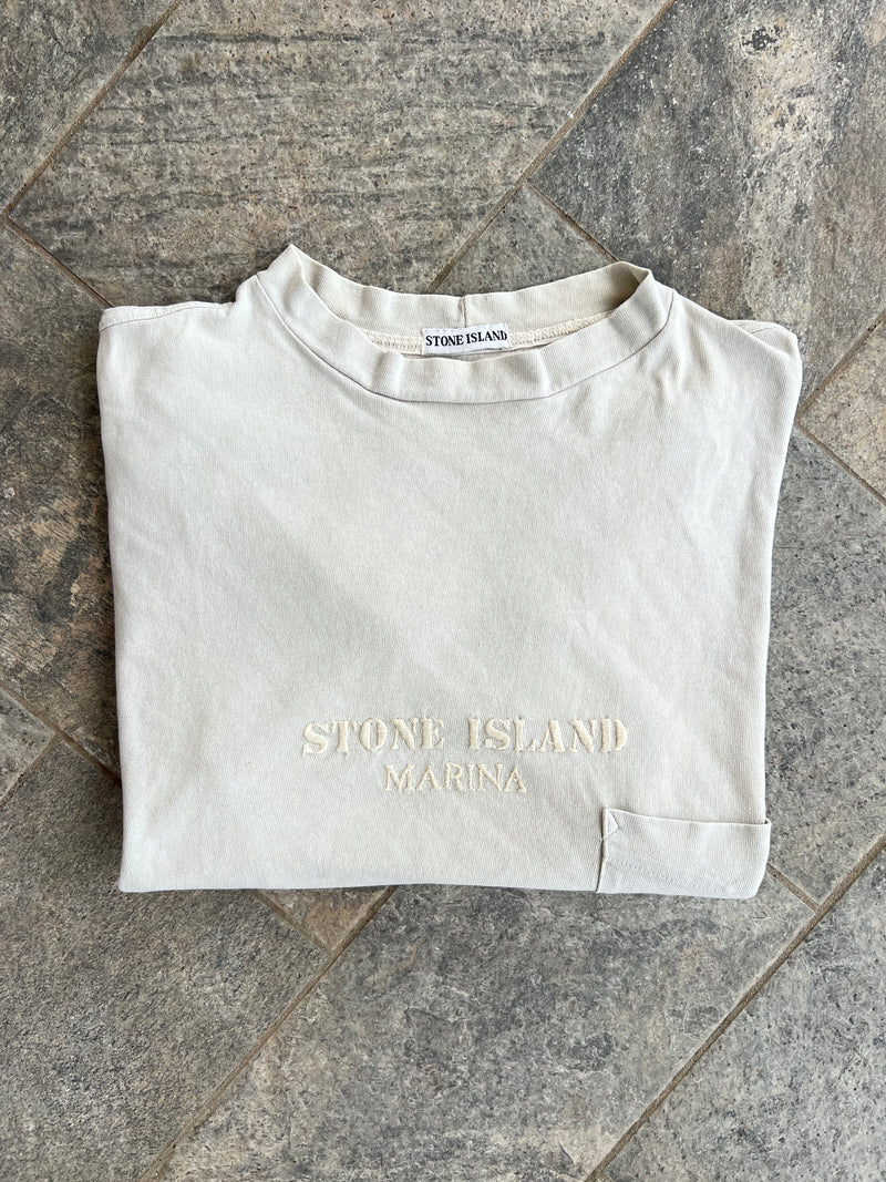 90's Stone Island Marina Heavyweight Embroidered T Shirt (L)
