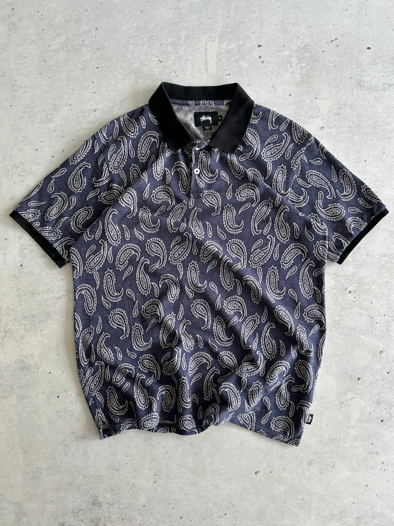 Stussy Paisley Print Polo Shirt (M)
