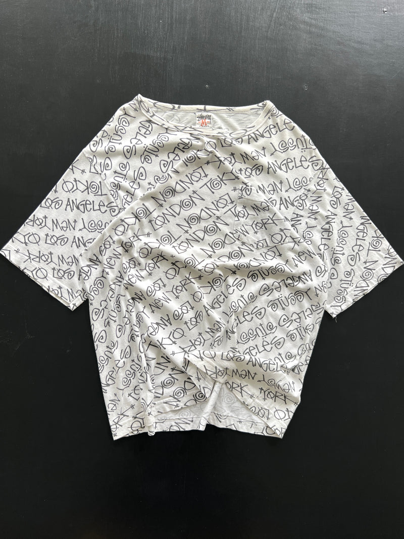 Vintage Stussy world tour repeat logo t shirt (L)