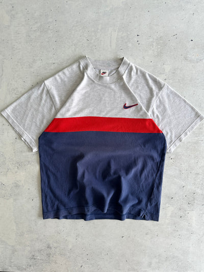 90's Nike Embroidered Swoosh Colour Block T Shirt (M)
