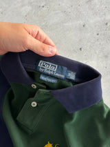90's Ralph Lauren Diagonal Stripe Long Sleeve Polo Shirt (M)