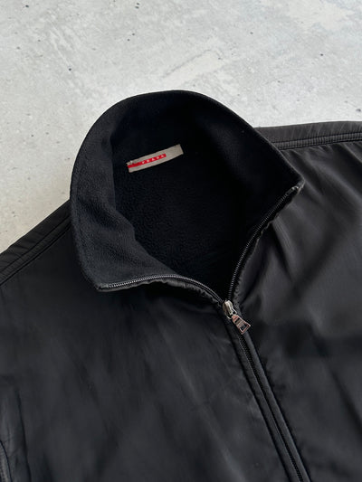 00's Prada Sport Double Zip Up Nylon panel Fleece (L)