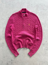 Ralph Lauren Cable Knit Zip Up Jumper (Women's L)