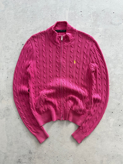 Ralph Lauren Cable Knit Zip Up Jumper (Women's L)