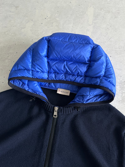 Moncler Maglione Tricot Wool Down Zip Up Cardigan (L)