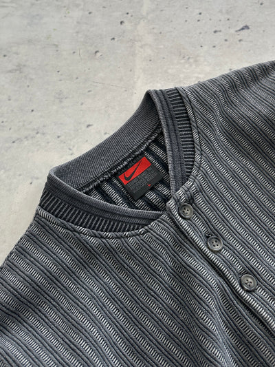 90's Nike Swoosh henley Textured waffle heavy long sleeve (M)