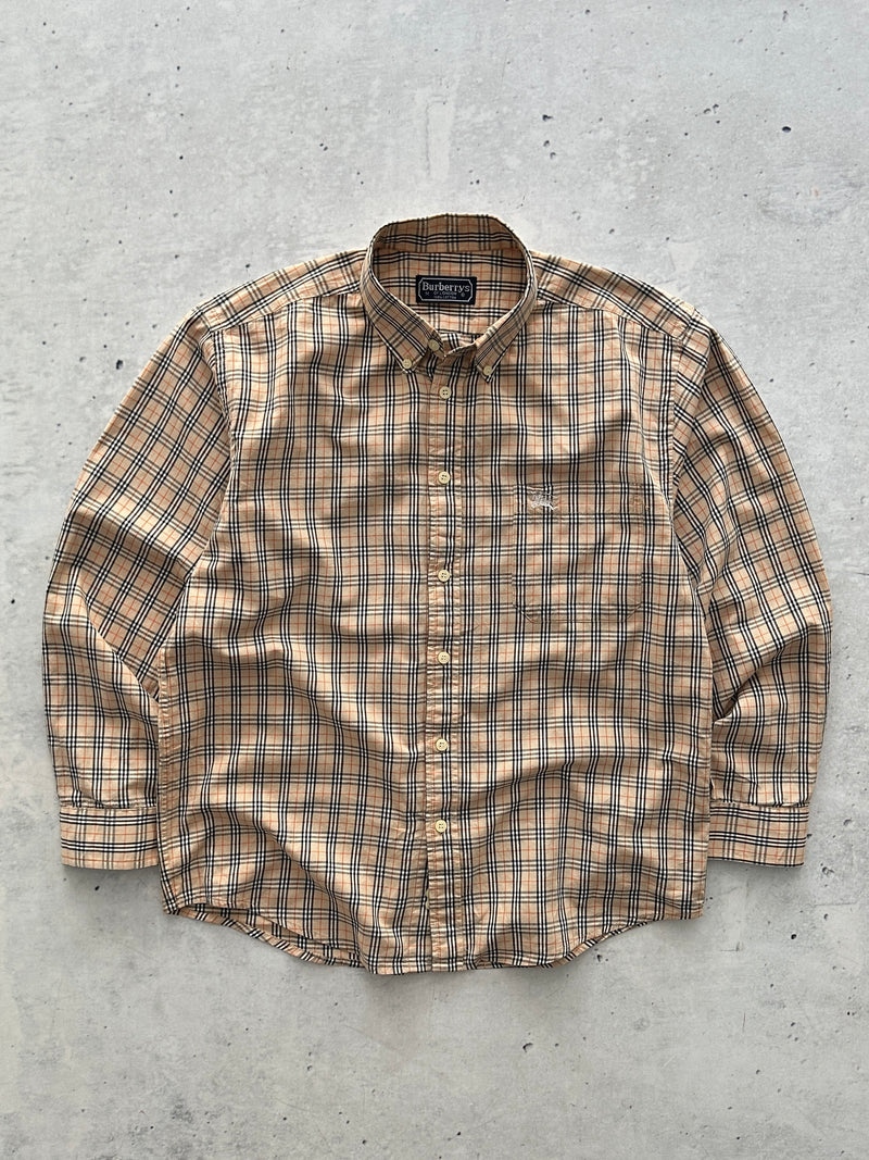 90's Burberry Nova Check Long Sleeve Shirt (S)