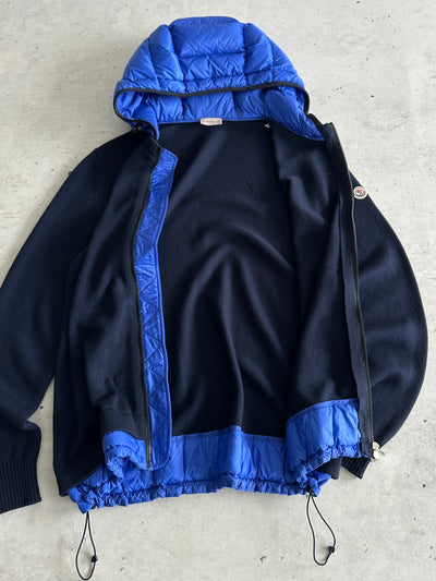 Moncler Maglione Tricot Wool Down Zip Up Cardigan (L)
