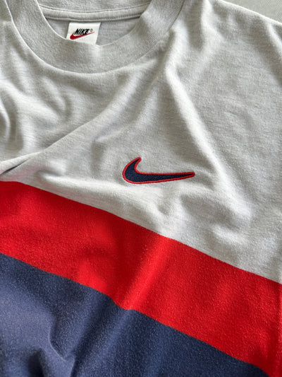 90's Nike Embroidered Swoosh Colour Block T Shirt (M)