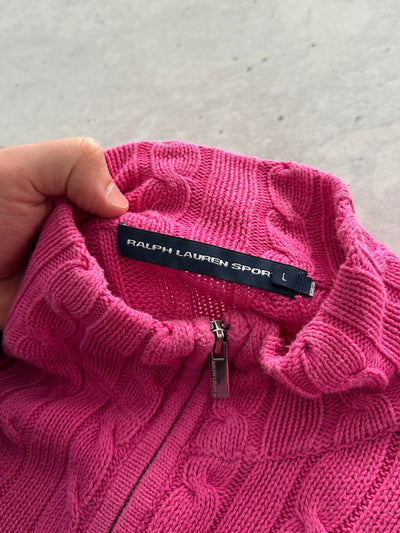 Ralph Lauren Cable Knit Zip Up Jumper (Women's L)