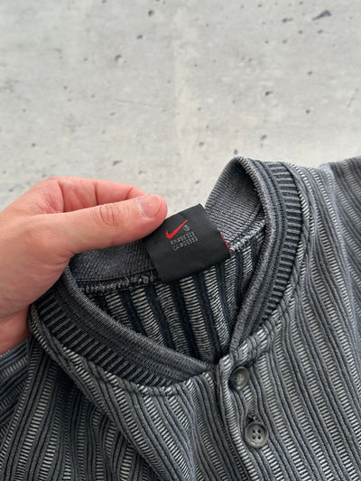 90's Nike Swoosh henley Textured waffle heavy long sleeve (M)