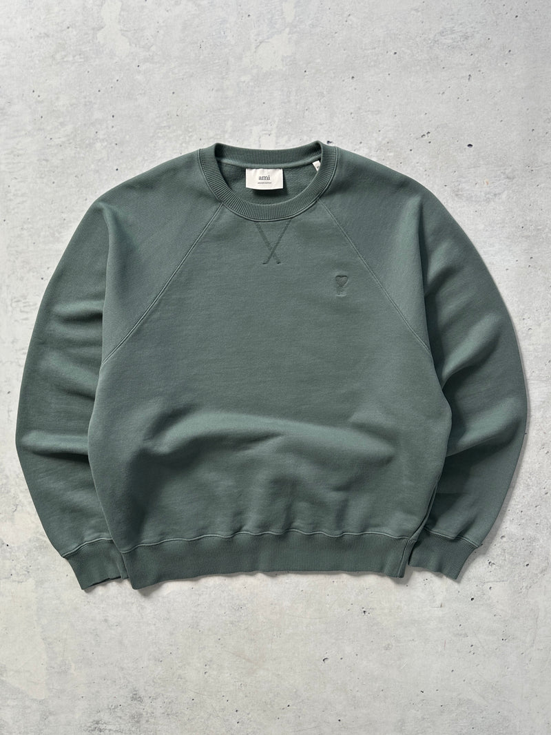 AMI Paris Ami de Cœur Tonal Logo Crewneck Sweatshirt (XL)