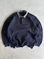 Ralph Lauren Tartan Collar Long Sleeve Polo Shirt (XXL)
