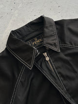 Vintage Fendi Roma Contrast Stitch Zip Up Coat (Women's M)