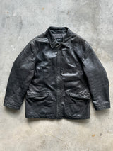 Vintage Hugo Boss Zip Up Leather Jacket (XL)