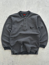90's Nike Swoosh henley Textured waffle heavy long sleeve (M)