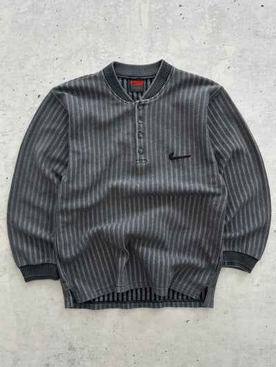 90's Nike Swoosh henley Textured waffle heavy long sleeve (M)