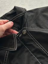 Vintage Fendi Roma Contrast Stitch Zip Up Coat (Women's M)