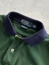 90's Ralph Lauren Diagonal Stripe Long Sleeve Polo Shirt (M)