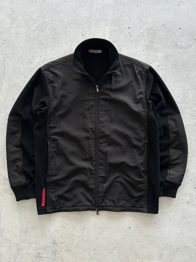 00's Prada Sport Double Zip Up Nylon panel Fleece (L)