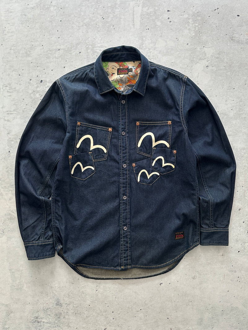 Evisu Gull Wing Multi Pocket Denim Shirt (S)