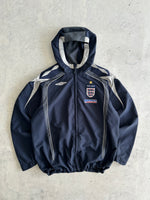 90's England Umbro Zip Up Hooded Jacket (L)