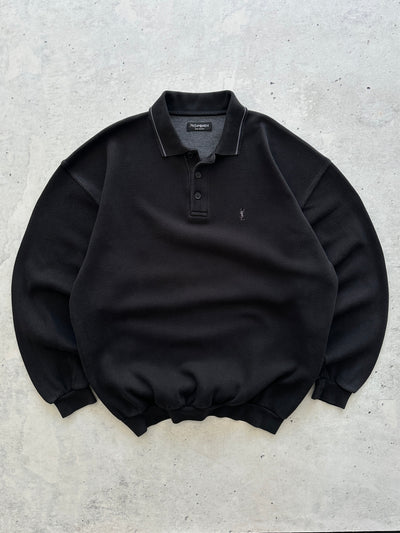 00's YSL Embroidered Logo ribbed Heavyweight Sweatshirt (XXL)