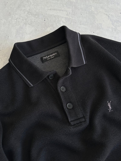 00's YSL Embroidered Logo ribbed Heavyweight Sweatshirt (XXL)