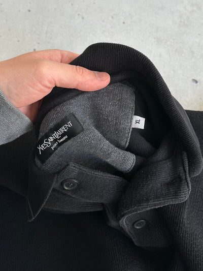00's YSL Embroidered Logo ribbed Heavyweight Sweatshirt (XXL)
