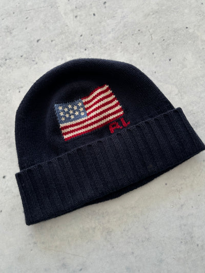 Ralph Lauren USA Flag Knit Beanie (One Size)