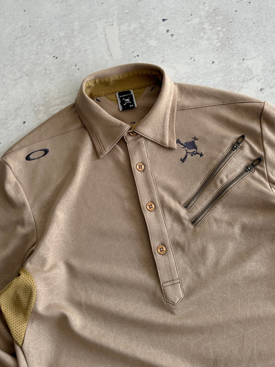 00's Oakley Multi Zip Long Sleeve Polo Shirt (M)