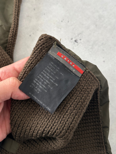 00's Prada Sport Reversible Chunky Wool Knit Nylon Scarf (One Size)