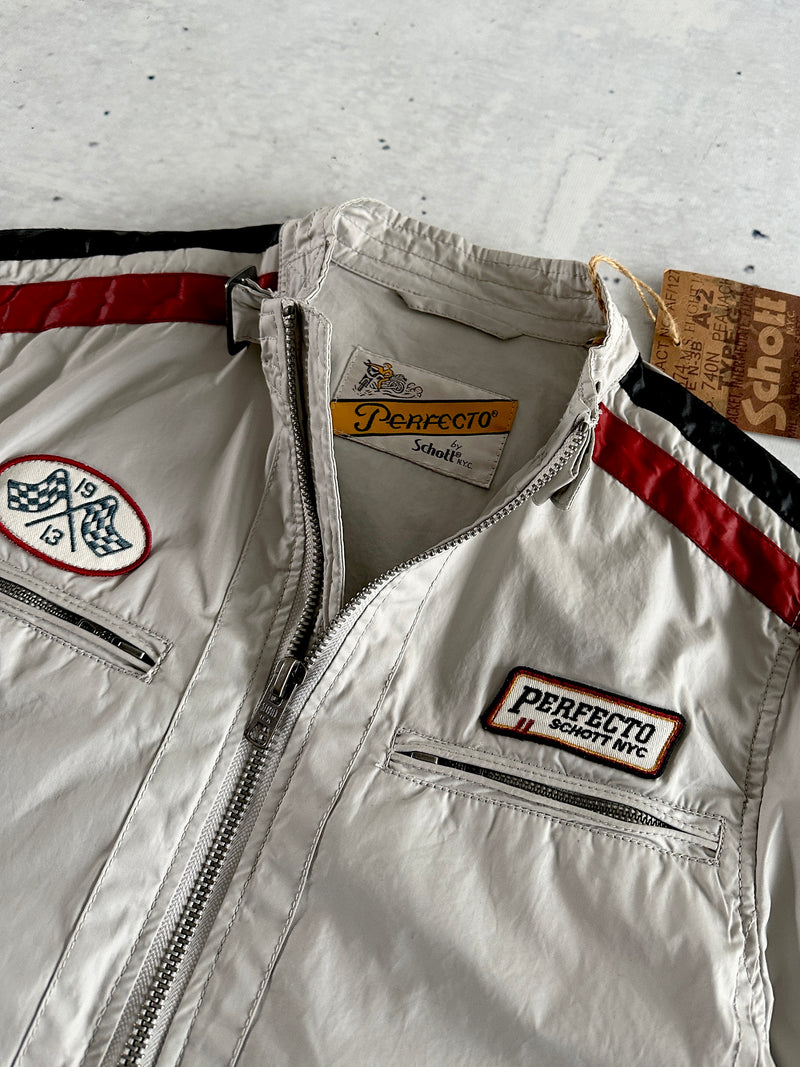Brand New Schott NYC Perfecto Zip Up Racing Jacket (M) – Smooth Cactus