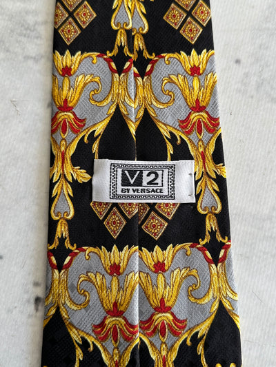V2 by Versace Patterned Silk Tie (One Size)