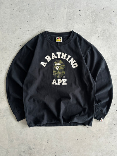 BAPE Camo Head heavyweight Long Sleeve T Shirt (S)