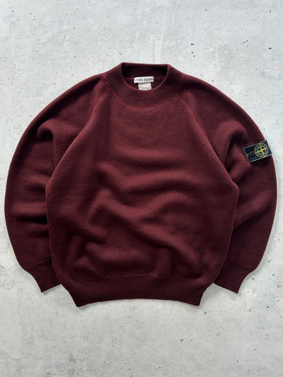 90's Stone Island Green Edge Chunky Wool Knit Jumper (L)