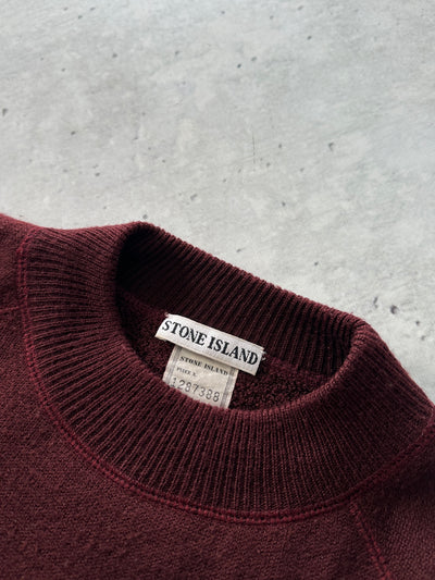 90's Stone Island Green Edge Chunky Wool Knit Jumper (L)