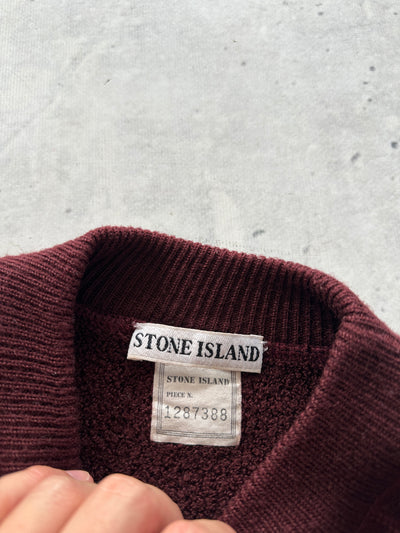 90's Stone Island Green Edge Chunky Wool Knit Jumper (L)